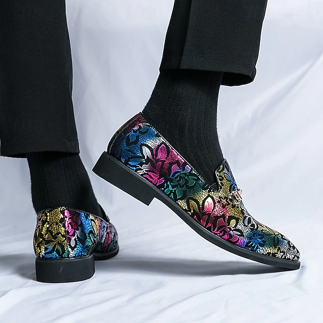 Classic embroidered men's shoes pointed toe lazy toe shoes