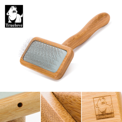 Truelove Bamboo Elegance: Stainless Steel Deep-Care Pet Comb with Ergonomic Design (TLK20131)