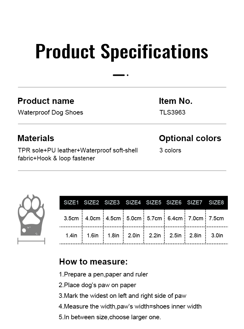 Truelove Outdoor Safety Shoes Reflective Straps and TPR Sole Waterproof Pet Shoes (TLS3963)