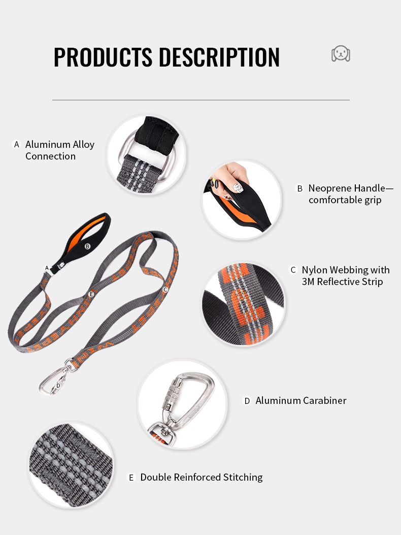 Winhyepet Multi-handle dog leash with reflective (YL1832)