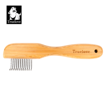 Truelove Eco-friendly Pet Shedding Comb Hair Removal Dog Grooming Brushes with Gentle Bamboo Handle for Cleaning Stainless Steel (TLK25132)