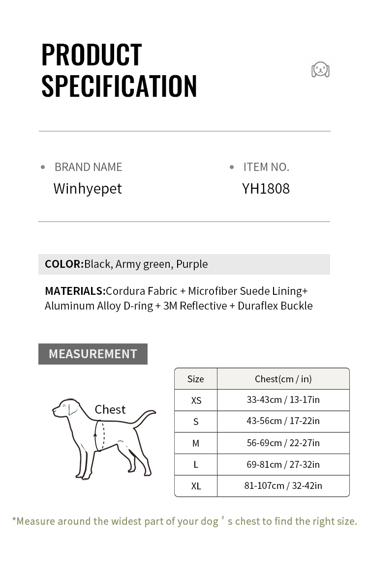 Winhyepet Double H Ultra-Light Safety Harness with reflective (YH1808)