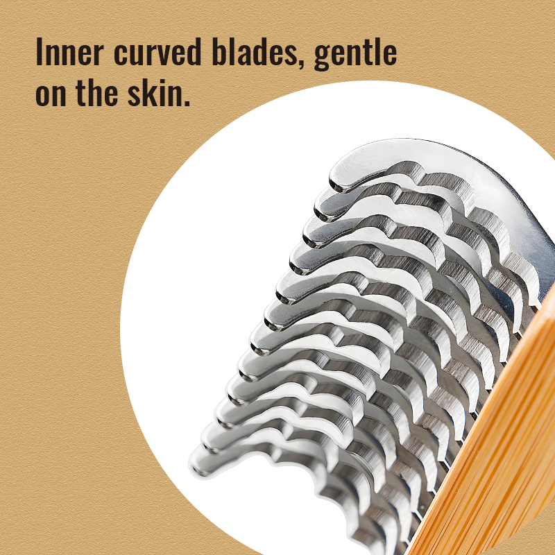 Truelove Eco-friendly Pet Shedding Comb Hair Removal Dog Grooming Brushes with Gentle Bamboo Handle for Cleaning Stainless Steel (TLK25132)