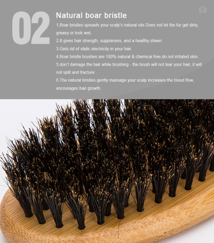 Truelove NatureTouch: Bamboo Handled Brush with Authentic Boar Bristles for Pets (TLK21131)