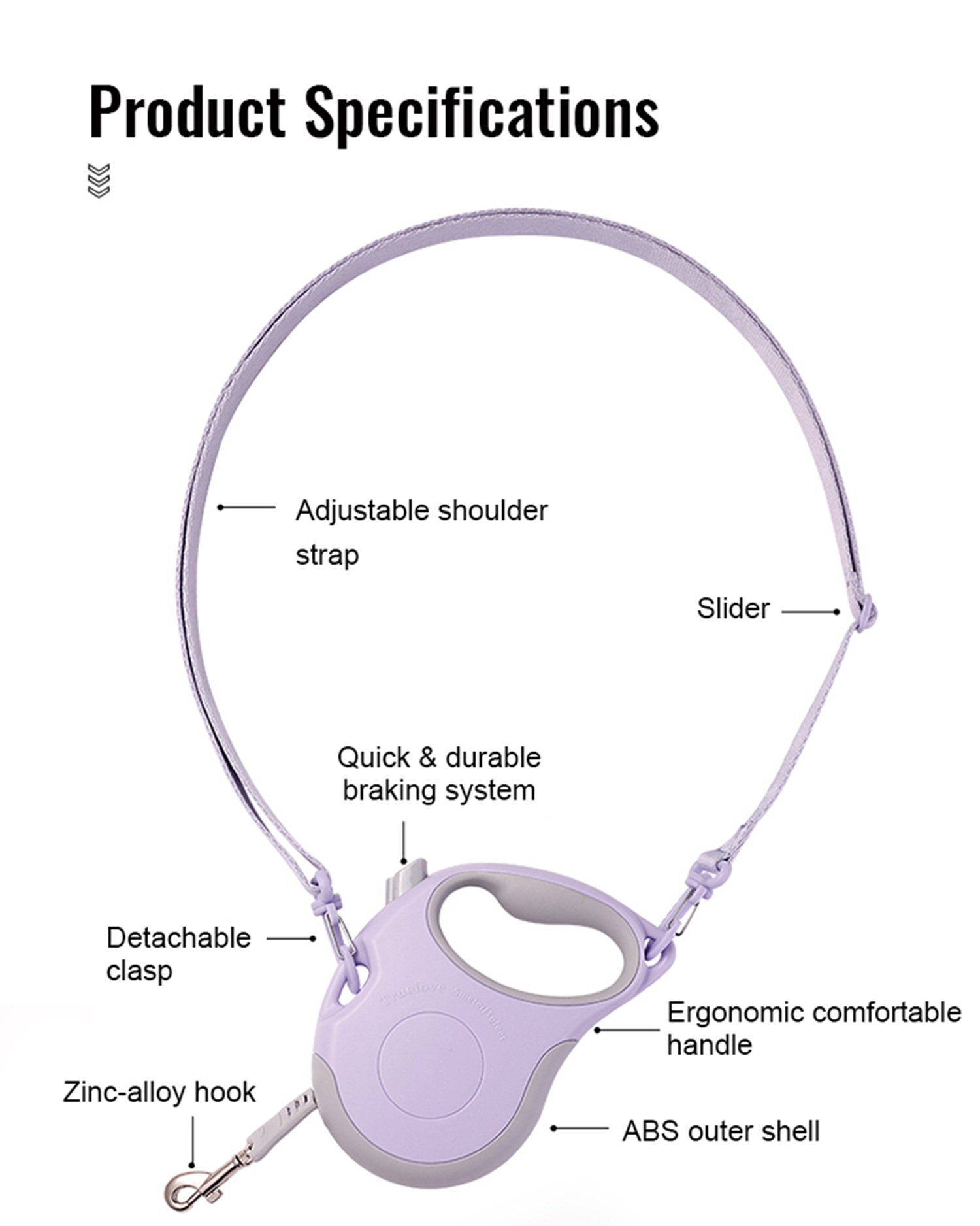 Truelove Adventure 5m Reflective Hands-Free Extendable Dog Leash (TLL5001)