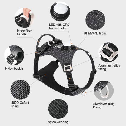 Truelove High-Tech Harness with LED Light and GPS Tracker Holder Innovative Harness