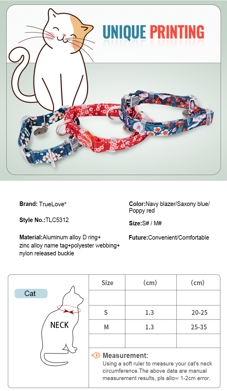 Truelove Lightweight and Durable Cat Collar: Superior Comfort and Quality (TLC5312)