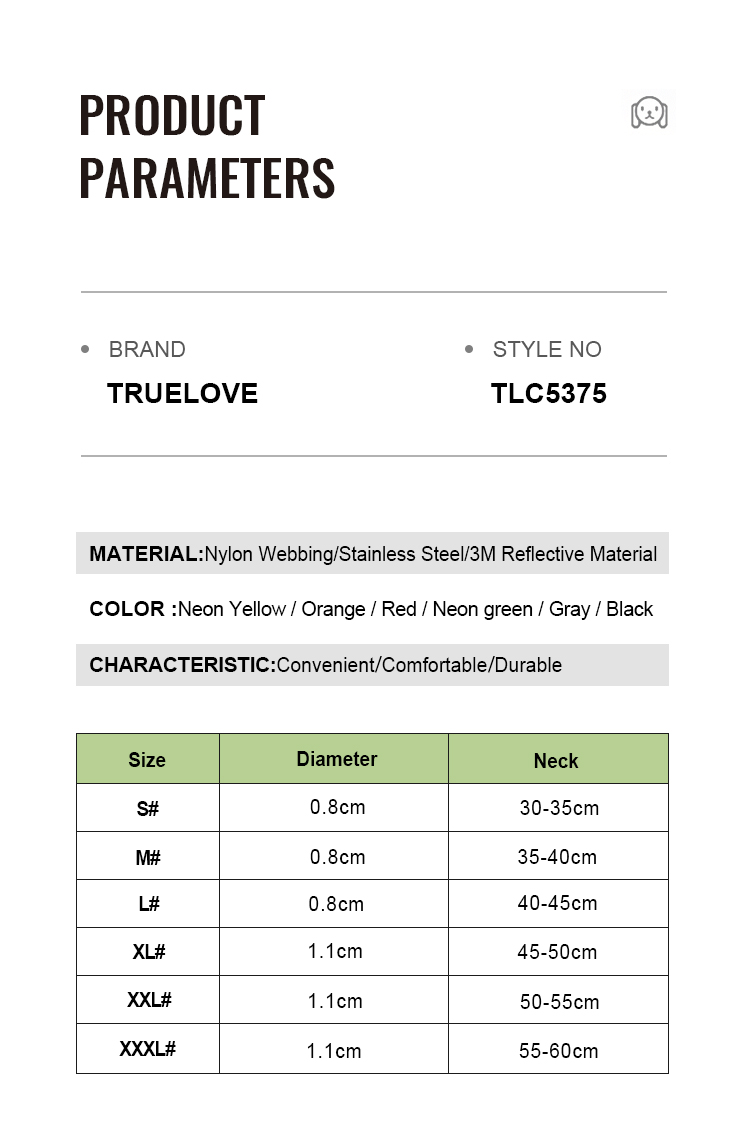 Truelove P-chain Reflective Safety Collar for Your Beloved Pet (TLC5375)