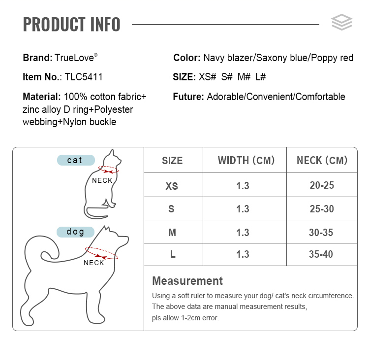 Truelove Floral Fashion 100% Cotton Cat Collar (TLC5411)