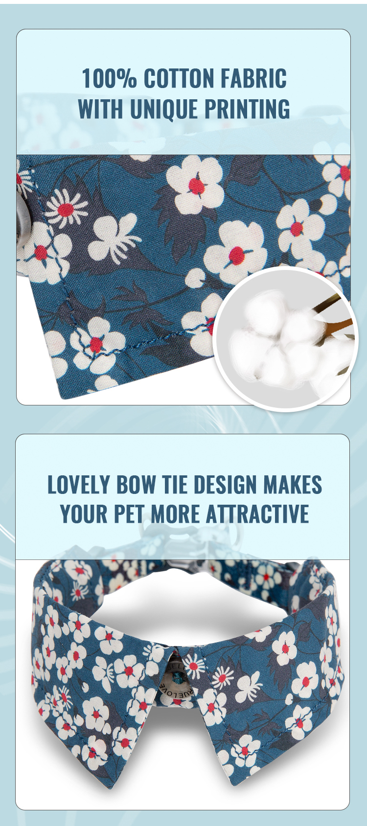 Truelove Floral Fashion 100% Cotton Cat Collar (TLC5411)