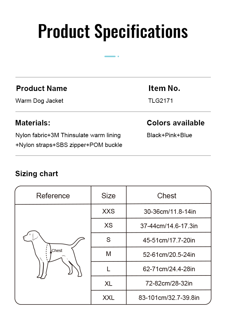 Truelove Warm and Durable Pet Winter Coat with Thinsulate Insulation (TLG2171)