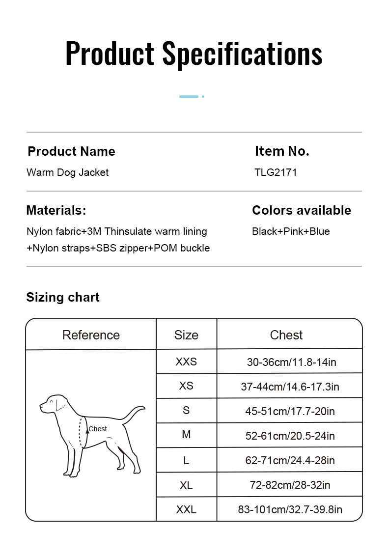 Truelove Warm and Durable Pet Winter Coat with Thinsulate Insulation (TLG2171)