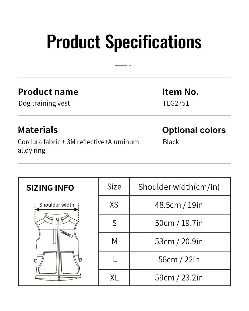 Truelove Fashionable Waterproof Protective Reflective Cloth Multi-Pockets Pet Dog Trainer Handler Vest (TLG2751)