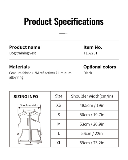 Truelove Fashionable Waterproof Protective Reflective Cloth Multi-Pockets Pet Dog Trainer Handler Vest (TLG2751)