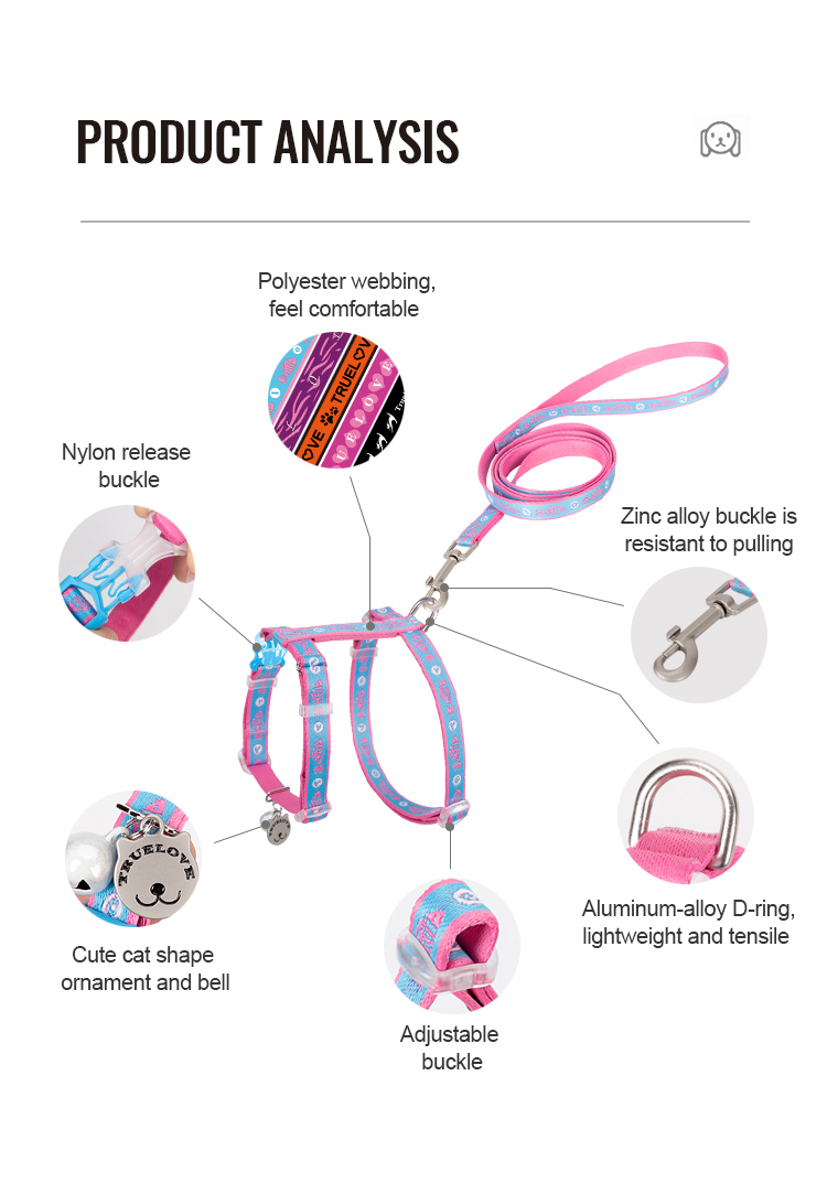Truelove Cat Harness and Leash Set for Safe Outdoor Walks (TLH3912)