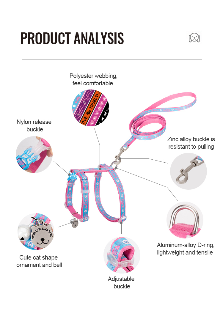 Truelove Cat Harness and Leash Set for Safe Outdoor Walks (TLH3912)
