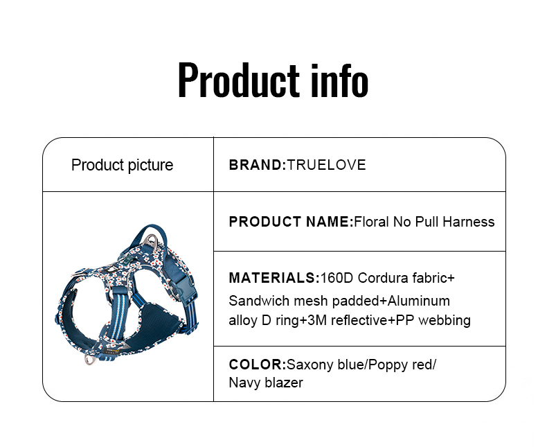 Truelove Easy On/Off Harness with Front and Back Leash Attachments (TLH5656)