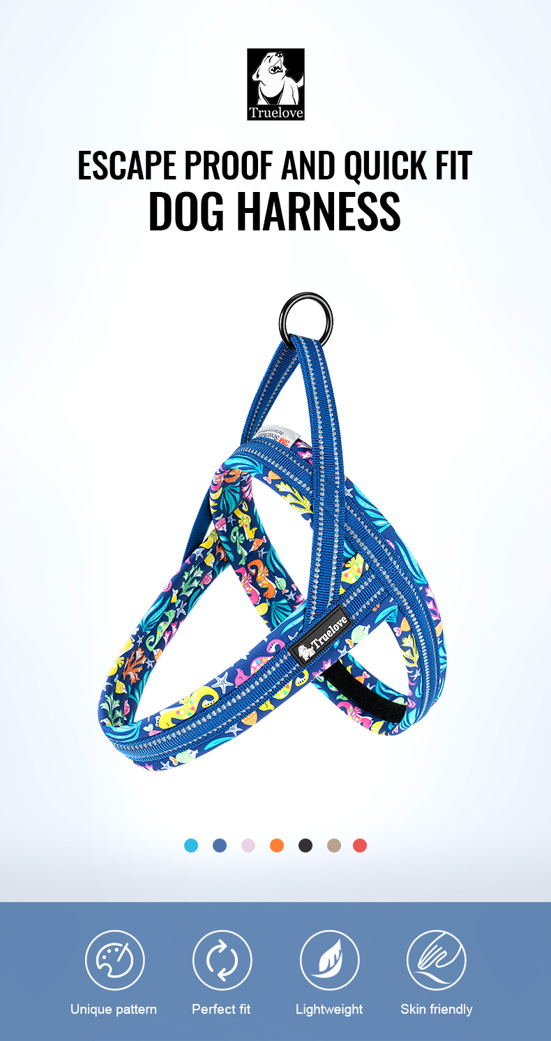 Truelove Adjustable Durable Harness with Reflective Webbing Soft Padded Harness