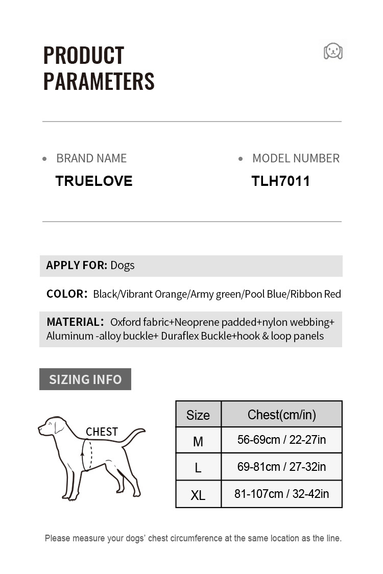 Truelove Escape-proof Reflective Tactic Dog Harness (TLH7011)