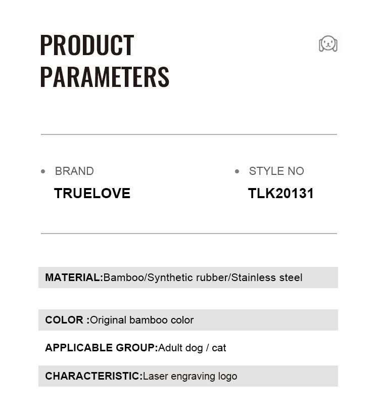 Truelove Bamboo Elegance: Stainless Steel Deep-Care Pet Comb with Ergonomic Design (TLK20131)