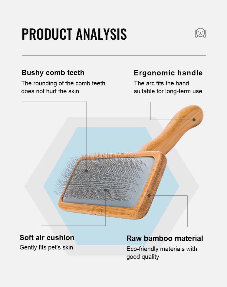 Truelove Bamboo Elegance: Stainless Steel Deep-Care Pet Comb with Ergonomic Design (TLK20131)