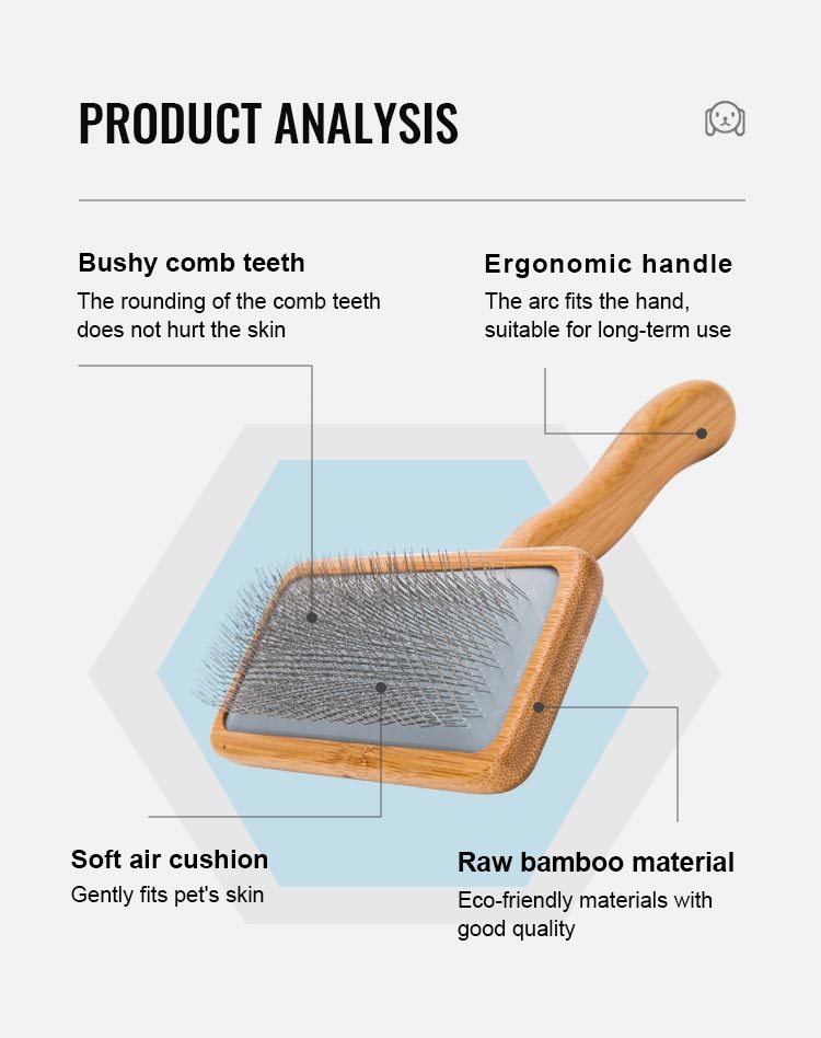 Truelove Bamboo Elegance: Stainless Steel Deep-Care Pet Comb with Ergonomic Design (TLK20131)