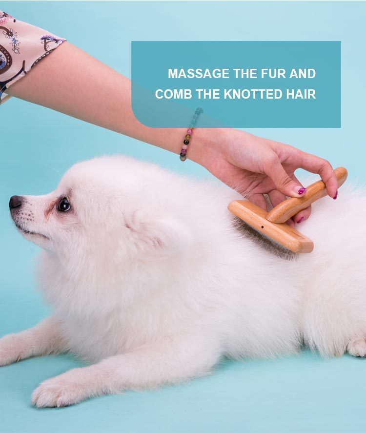 Truelove Bamboo Elegance: Stainless Steel Deep-Care Pet Comb with Ergonomic Design (TLK20131)