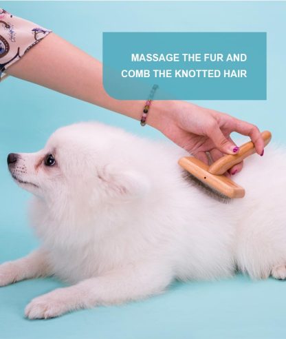 Truelove Bamboo Elegance: Stainless Steel Deep-Care Pet Comb with Ergonomic Design (TLK20131)