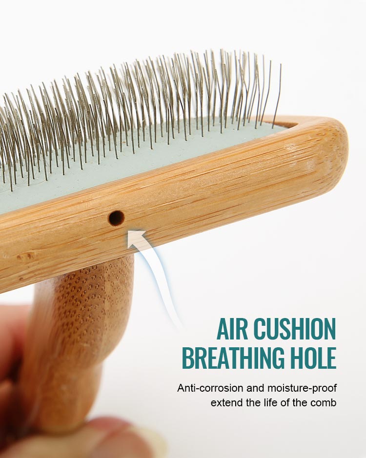 Truelove Bamboo Elegance: Stainless Steel Deep-Care Pet Comb with Ergonomic Design (TLK20131)