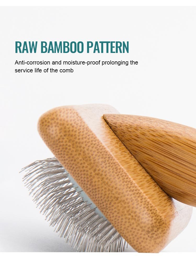 Truelove Bamboo Elegance: Stainless Steel Deep-Care Pet Comb with Ergonomic Design (TLK20131)