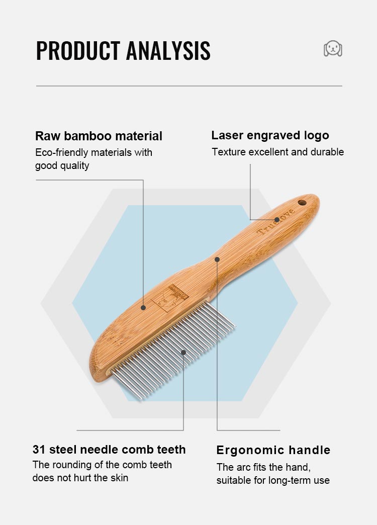 Truelove FurPerfection: Bamboo Crafted Brush with Ergonomic Comfort Handle (TLK22131)