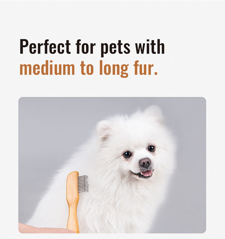 Truelove Eco-friendly Pet Shedding Comb Hair Removal Dog Grooming Brushes with Gentle Bamboo Handle for Cleaning Stainless Steel (TLK25132)