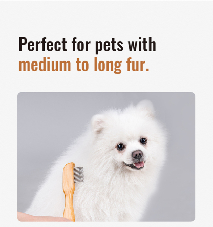 Truelove Eco-friendly Pet Shedding Comb Hair Removal Dog Grooming Brushes with Gentle Bamboo Handle for Cleaning Stainless Steel (TLK25132)