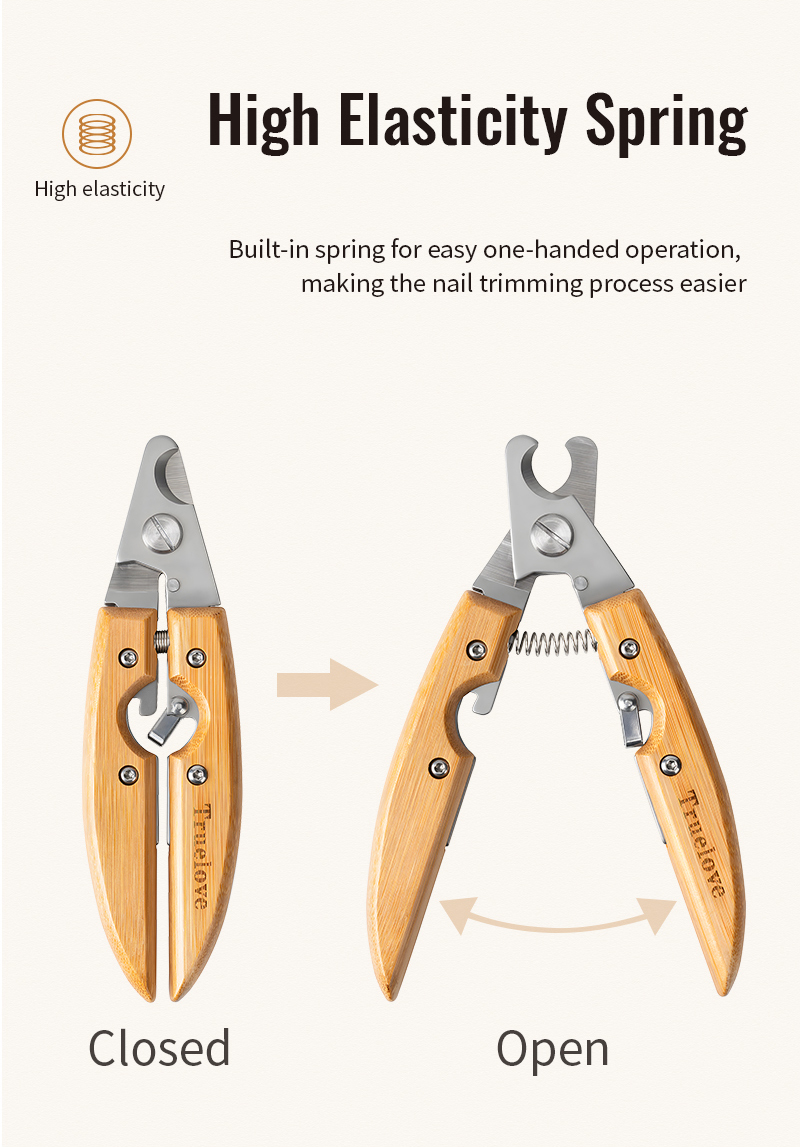 Truelove Professional Bamboo Pet Nail Clipper for Cats Dogs Eco-Friendly Stainless Steel (TLK27131)