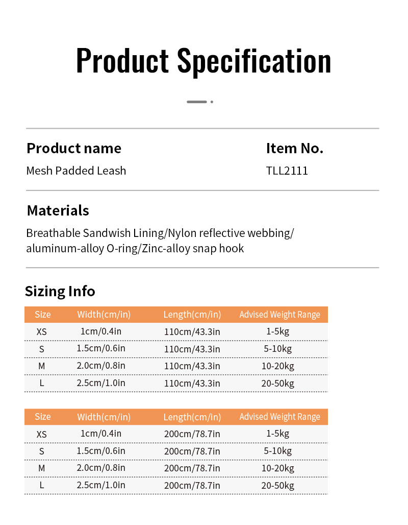 Truelove Mesh Padded Dog Leash (TLL2111 200CM)