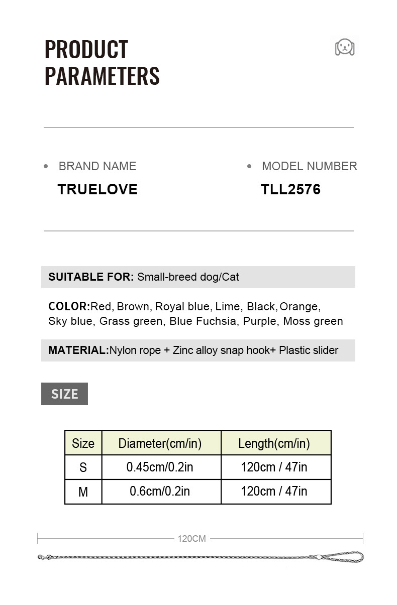 Truelove Durable and Convenient Dog Rope Leash (TLL2576)