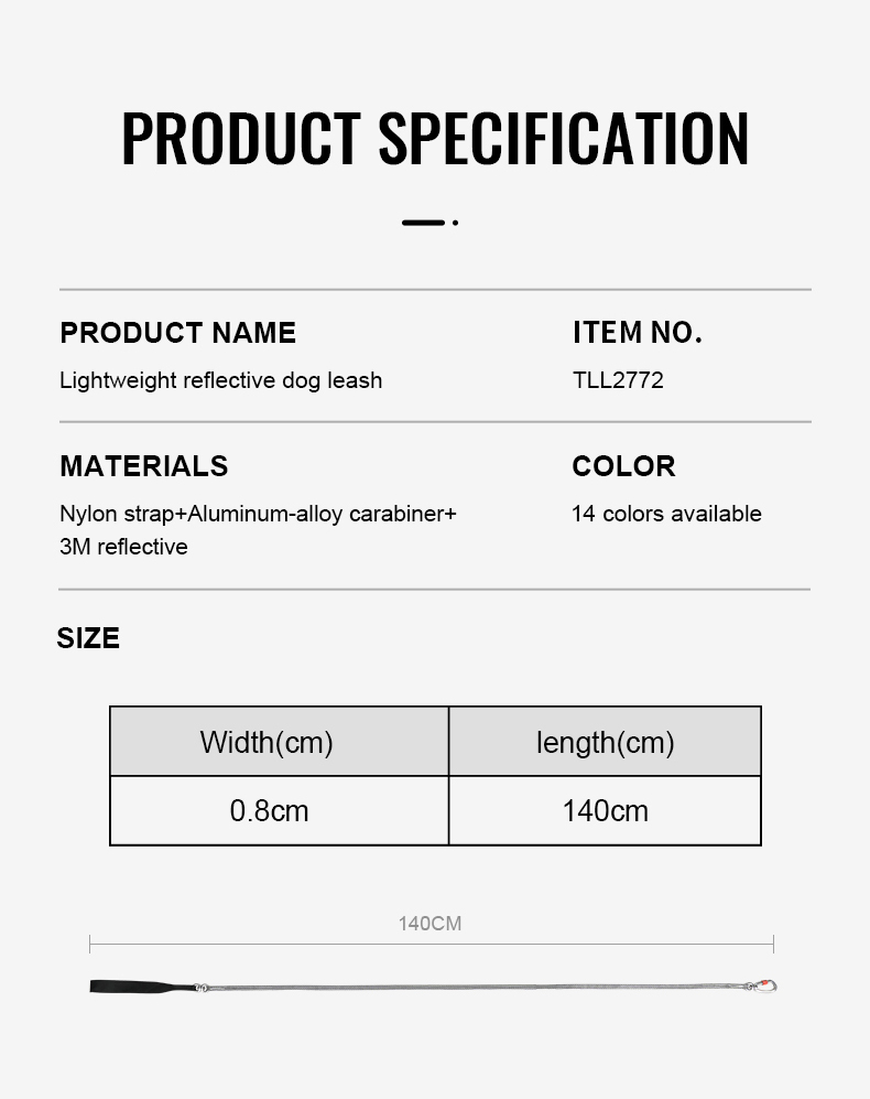 Truelove’s Reflective Lightweight Leash: Nighttime Safety, Daytime Convenience (TLL2772)