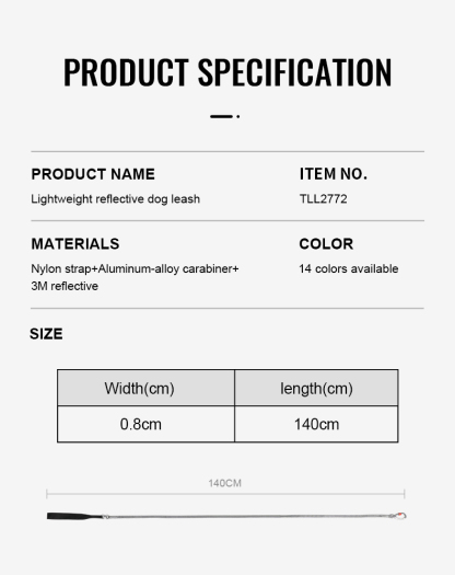 Truelove’s Reflective Lightweight Leash: Nighttime Safety, Daytime Convenience (TLL2772)