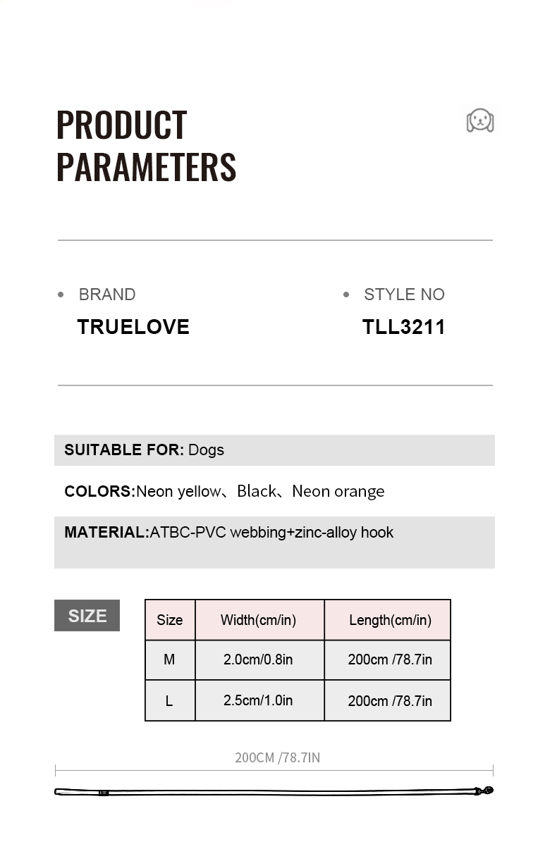 Truelove Polyester Webbing PVC Coated Dog Leash (TLL3211)
