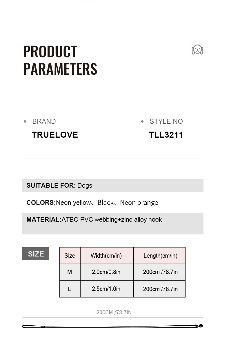 Truelove Polyester Webbing PVC Coated Dog Leash (TLL3211)