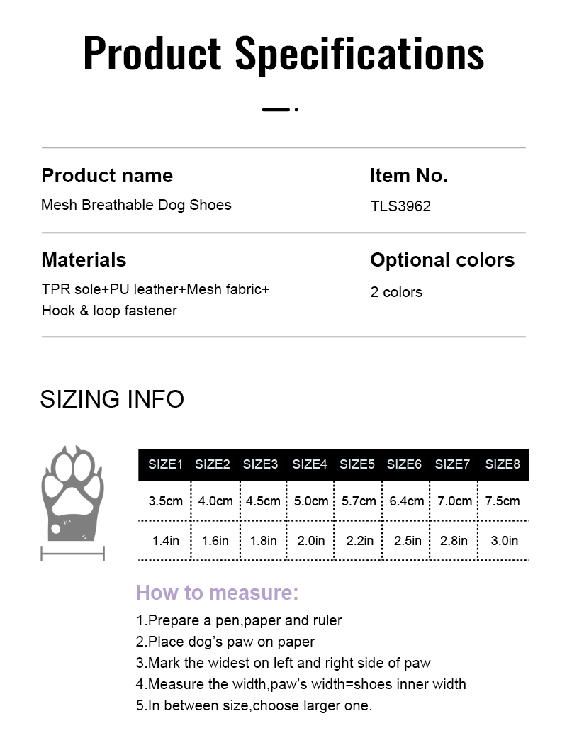 Truelove Breathable Mesh & Leather Outdoor Pet Shoes for Enhanced Paw Protection (TLS3962)