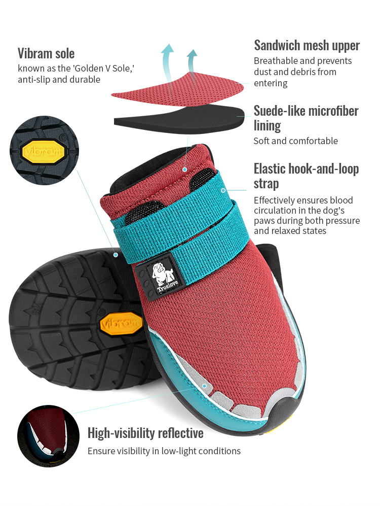 Truelove Luxury Outstanding Vibram Sole Night Reflective Hiking Durable Anti-slip Comfort NEW Arrival 2pcs Pet Dog Boots Shoes (TLS4862)