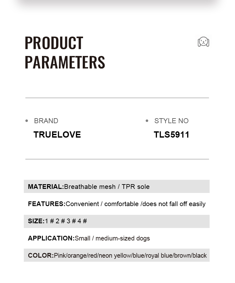 Truelove Breathable Mesh Pet Shoes for Comfort and Traction (TLS5911)