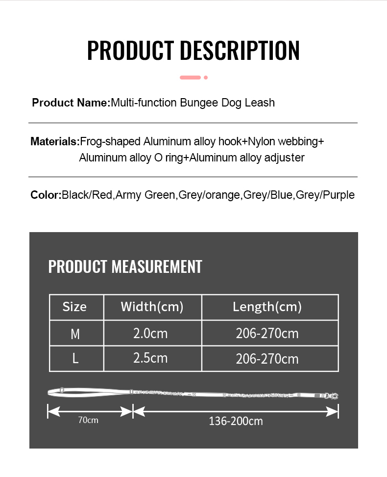 Winhyepet Multi-function bungee dog leash (YL1833)