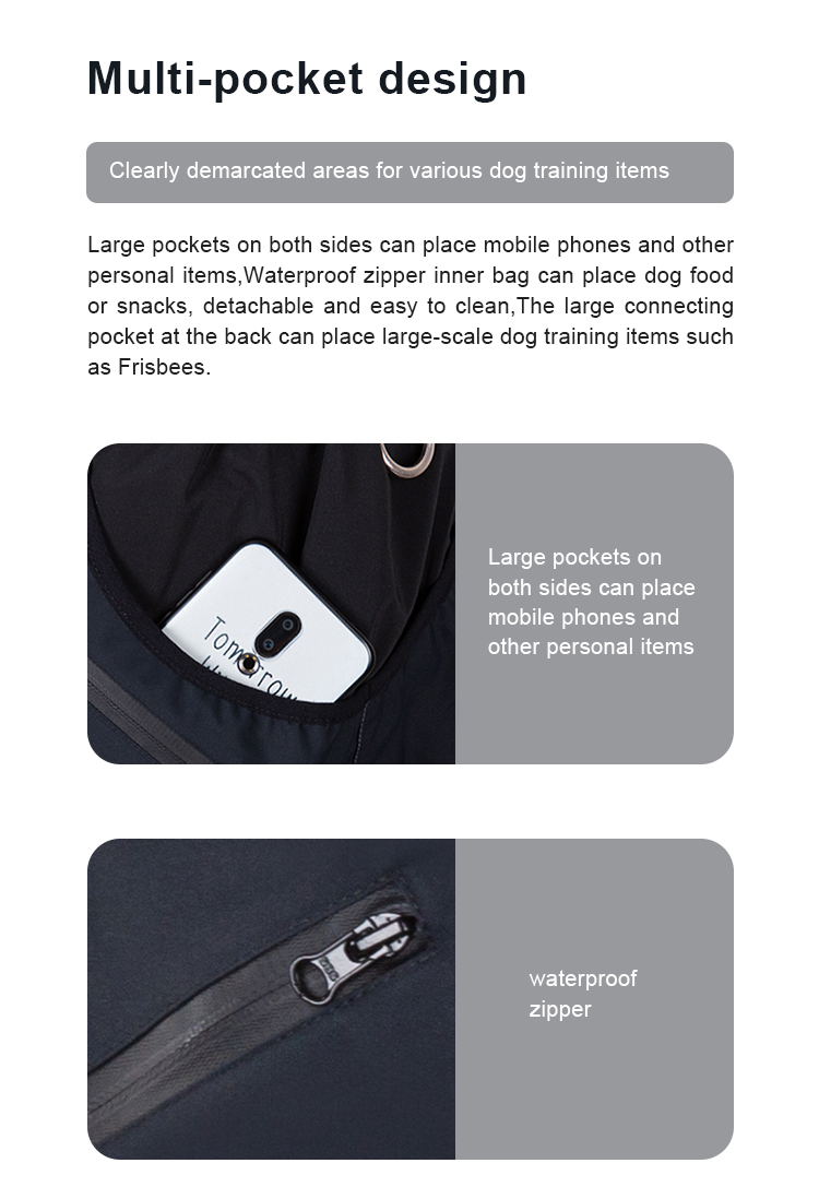 Truelove Reflective Comfortable Waterproof Multi-pocket Design Pet Trainer Dog Training Skirt (TLQ1901)