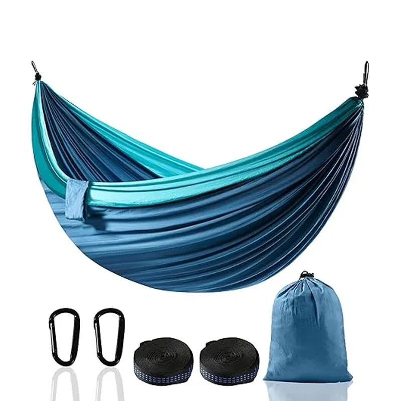Hamak XXL dla 2 osób, 300 x 200 cm – składany, ultralekki i przenośny – hamak outdoorowy o nośności 300 kg – idealny do ogrodu, na kemping, w podróży (morski niebieski)