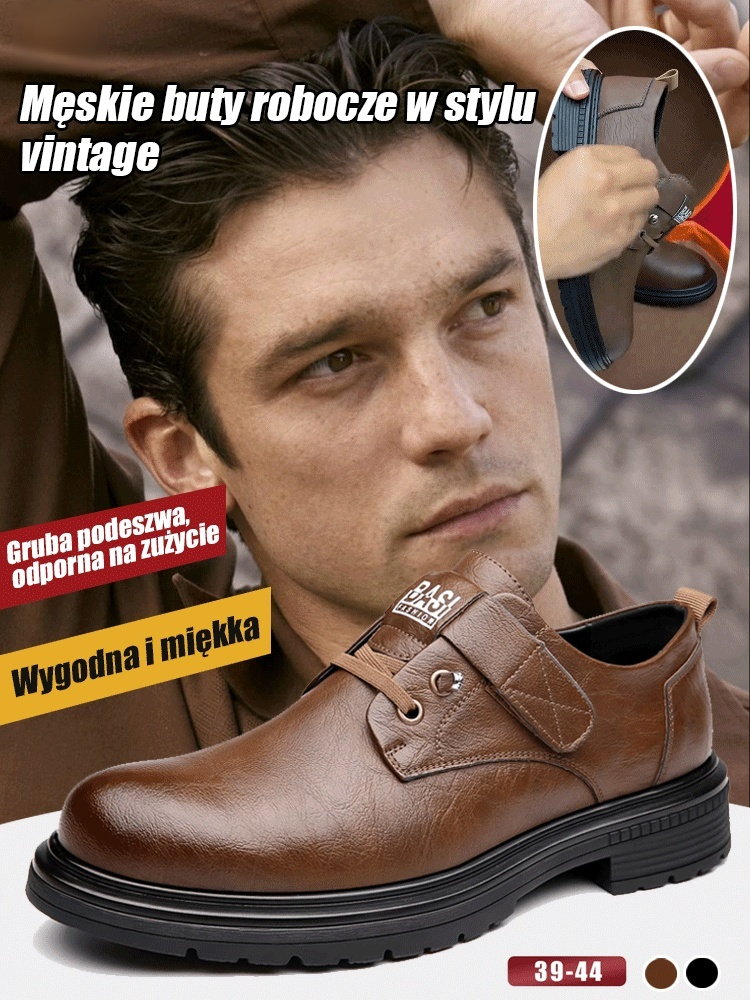 Męskie półbuty robocze w stylu retro