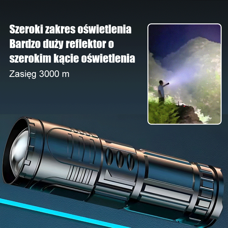 🔦Nowa bojowa latarka LED🛸Jasna i dalekosiężna, z szerokim obszarem naświetlania i może oświetlać do 5000 metrów!