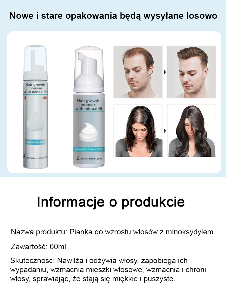 5% najlepiej skoncentrowana pianka minoksydylowa, efekty widoczne w ciągu tygodnia, odzyskaj swoje piękne włosy! 🌟💁‍♂️💁‍♀️