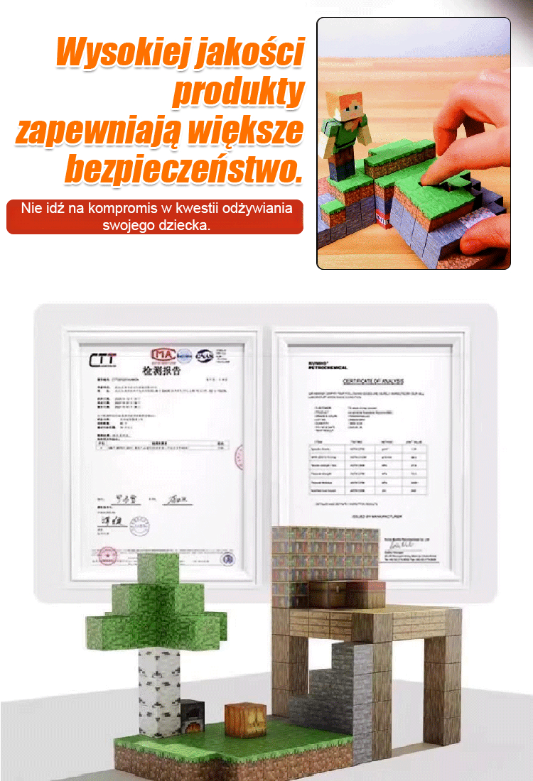 Zainspirowany „Minecraftem” 🌍Wielofunkcyjne magnetyczne klocki